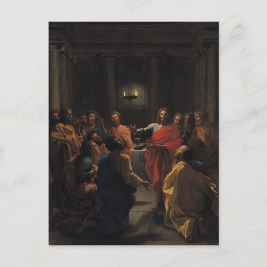 Christus, der die Eucharistin einführt Postkarte (Vorderseite)