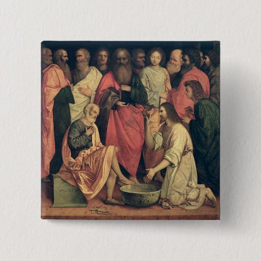 Christus, der die Füße der Schüler wäscht Button (Vorderseite)