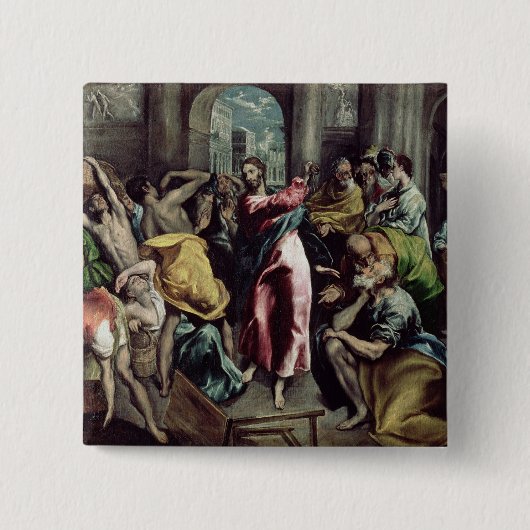 Christus, der die Händler vom Tempel fährt Button (Vorderseite)
