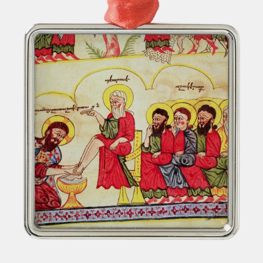 Christus, der die Schülerfüße wäscht Silbernes Ornament (Vorne)