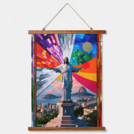Christus der Erlöser in Mosaik Wandteppich Mit Holzrahmen