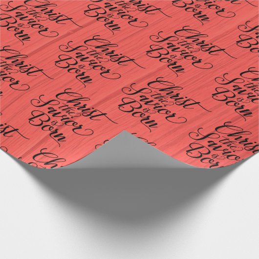 Christus der Erlöser ist Geborenes Rotes Imitat Ho Geschenkpapier (Ecke)