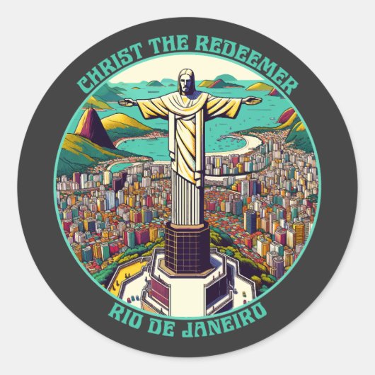 Christus der Erlöser, Rio de Janeiro Runder Aufkleber (Vorderseite)