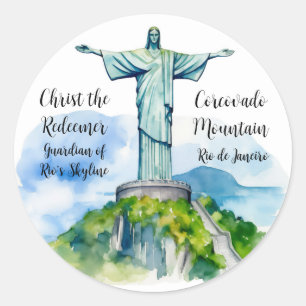 Christus der Erlöser: Wächter der Skyline von Rio Runder Aufkleber