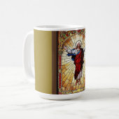 Christus der Erretter auf festem Glas Kaffeetasse (Vorderseite Links)