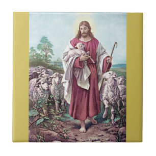 Christus Der gute Hirte Bernard Plockhorst 1878 Fliese