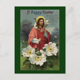 Christus der Hirte mit Lamm Vintage Ostern Feiertagspostkarte