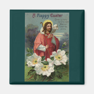 Christus der Hirte mit Vintagem Lamm Ostern Magnet