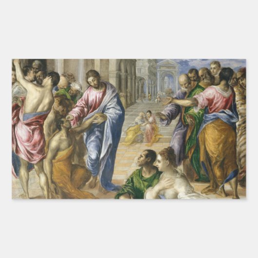 Christus Healing the Blind Rechteckiger Aufkleber (Vorderseite)