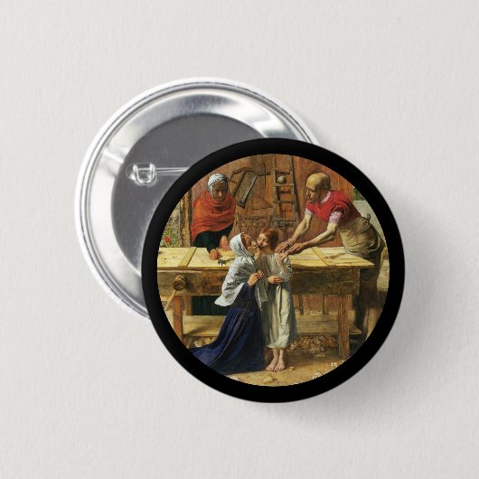 Christus im Carpenter-Shop seines Vaters Button (Vorne & Hinten)