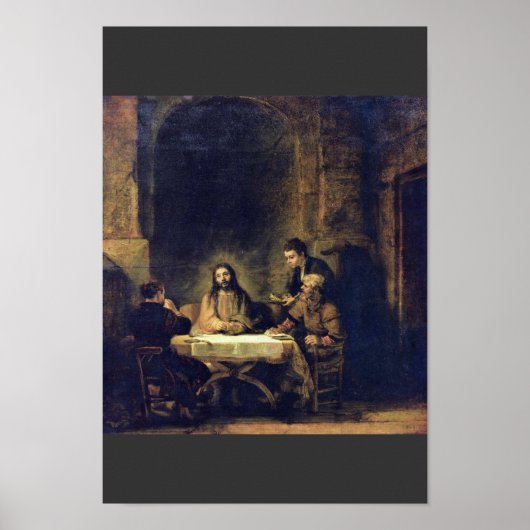 Christus im Emmaus bei Rembrandt Harmensz. Van Rij Poster (Vorne)