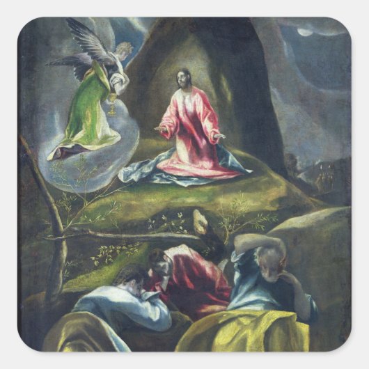 Christus im Garten des Lebens Quadratischer Aufkleber (Vorderseite)