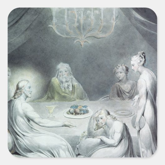 Christus im Haus von Martha und Maria Quadratischer Aufkleber (Vorderseite)