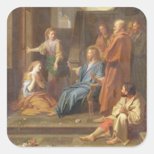 Christus im Haus von Martha und von Mary Quadratischer Aufkleber
