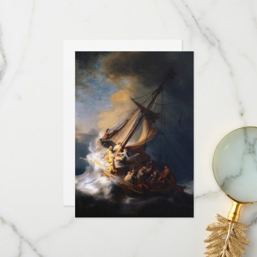 Christus im Sturm am Meer von Galiläa Dankeskarte (Vorderseite/Rückseite Beispiel)