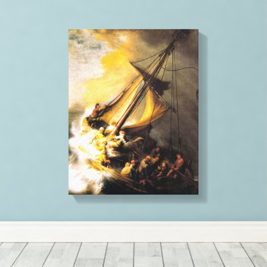 Christus im Sturm am Meer von Galiläa- Rembrandt Leinwanddruck (Insitu (Holzboden))