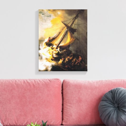 Christus im Sturm am Meer von Galiläa- Rembrandt Leinwanddruck (Insitu (Wohnzimmer))