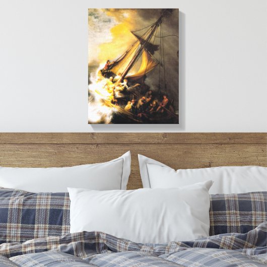 Christus im Sturm am Meer von Galiläa- Rembrandt Leinwanddruck (Insitu (Schlafzimmer))