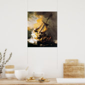 Christus im Sturm am Meer von Galiläa- Rembrandt Poster (Küche)