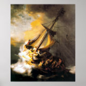 Christus im Sturm am Meer von Galiläa- Rembrandt Poster (Vorne)