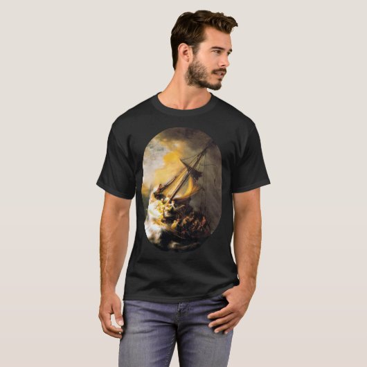 Christus im Sturm am Meer von Galiläa- Rembrandt T-Shirt (Vorne ganz)