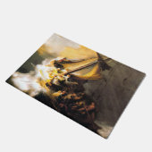 Christus im Sturm auf Meer von Galiläa Rembrandt Fußmatte (Schrägansicht)