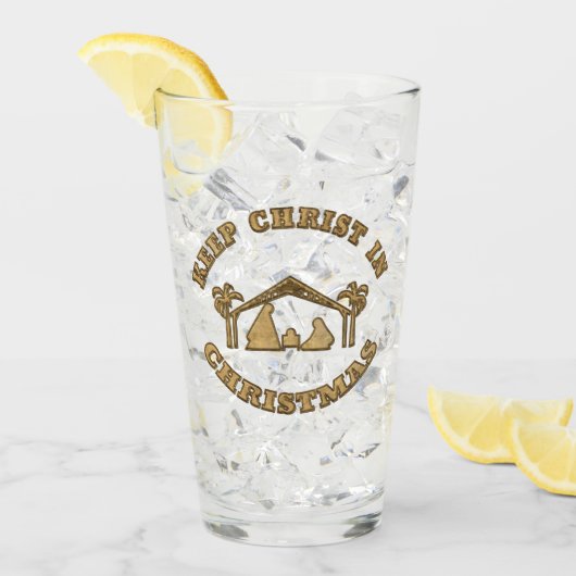 Christus in der Weihnachtskrippe 16 oz Glas behalt (Vorderseite Ice)