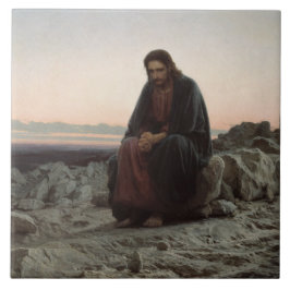 Christus in der Wildnis (von Ivan Kramskoi) Fliese