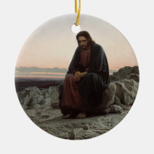 Christus in der Wildnis (von Ivan Kramskoi) Keramik Ornament (Vorne)