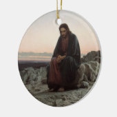 Christus in der Wildnis (von Ivan Kramskoi) Keramik Ornament (Links)