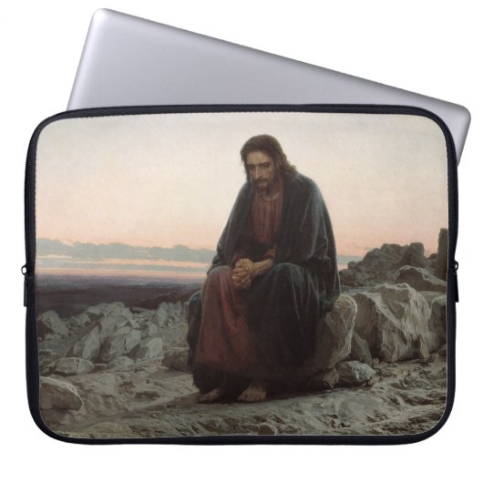 Christus in der Wildnis (von Ivan Kramskoi) Laptopschutzhülle (Vorderseite)
