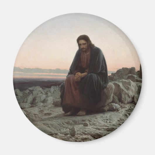 Christus in der Wildnis (von Ivan Kramskoi) Magnet (Vorne)