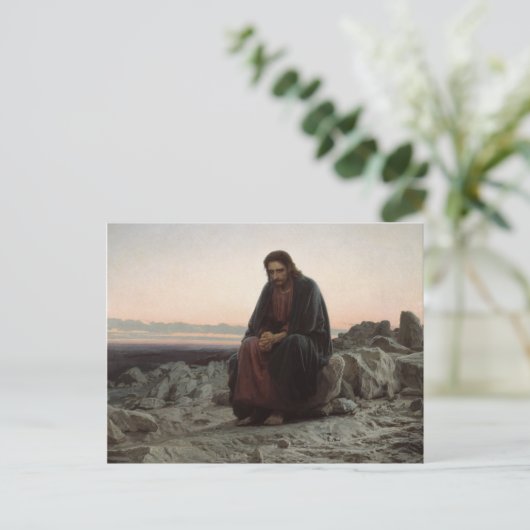 Christus in der Wildnis (von Ivan Kramskoi) Postkarte (Stehend Vorderseite)