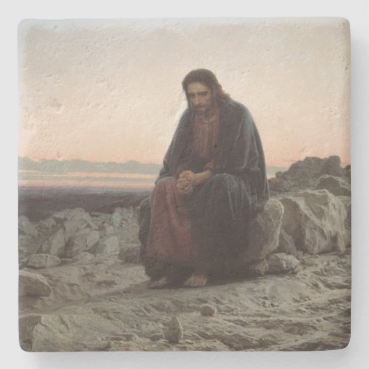 Christus in der Wildnis (von Ivan Kramskoi) Steinuntersetzer (Vorderseite)