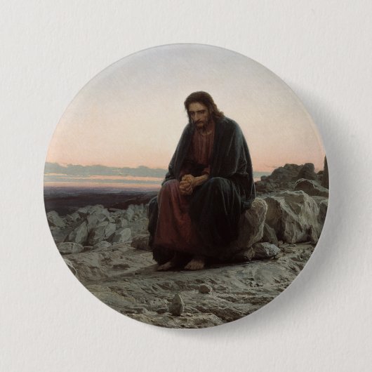 Christus in der Wildnis (von Ivan Kramskoy) Button (Vorderseite)