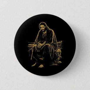 Christus in der Wüste Jesus Gebet Christliche Glau Button