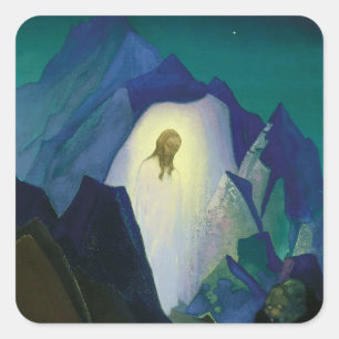 „Christus in der Wüste“ von Nicholas Roerich Quadratischer Aufkleber