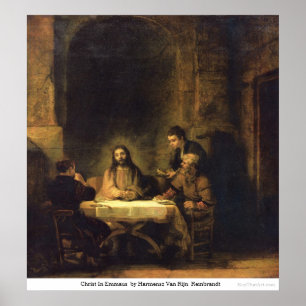Christus in Emmaus durch Harmensz Van Rijn Poster