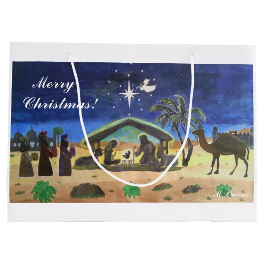 Christus in Weihnachts-Geschenktaschen behalten Große Geschenktüte (Rückseite)