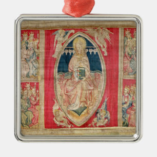 Christus inthronisierte mit den apokalyptischen silbernes ornament