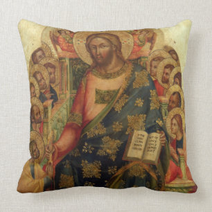 Christus inthronisierte mit Heiligen und Engeln Th Kissen