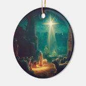 Christus ist geboren! Bethlehem-Szene Keramik Ornament (Links)