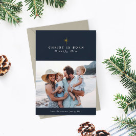 Christus ist Geboren Glorify Ihm religiöse Weihnac Feiertagskarte