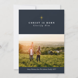 Christus ist geboren religiöse Weihnachtsfotokarte Feiertagskarte