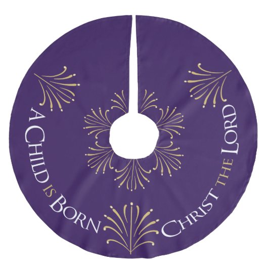 Christus ist Geboren Weihnachten | LILA | Polyester Weihnachtsbaumdecke (Vorderseite)