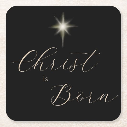 Christus ist Geborene religiöse Moderne Schwarze W Rechteckiger Pappuntersetzer (Vorderseite)