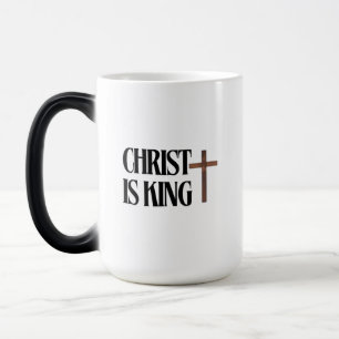 Christus ist König Schwarzer Text und Braunes Ho Verwandlungstasse