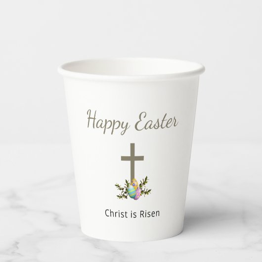 Christus ist risen dekoriert Ostereier Kreuz Pappbecher (Rückseite)