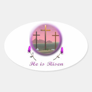 Christus ist Risen Ovaler Aufkleber