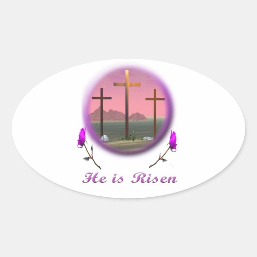 Christus ist Risen Ovaler Aufkleber (Vorderseite)